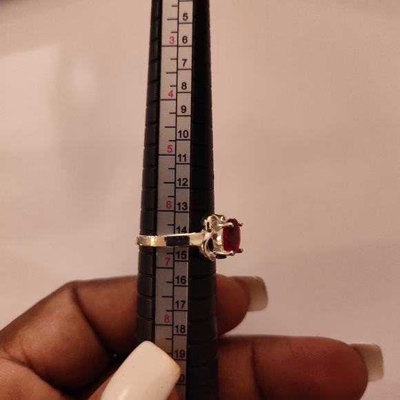 Sterling Silver Birthstone Ruby created 6.5 ring - Picture 3 of 3